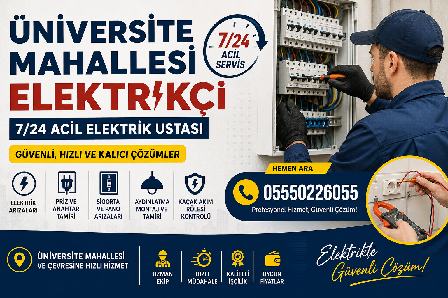 Üniversite Mahallesi Elektrikçi | 7/24 Acil Elektrik Ustası Trabzon